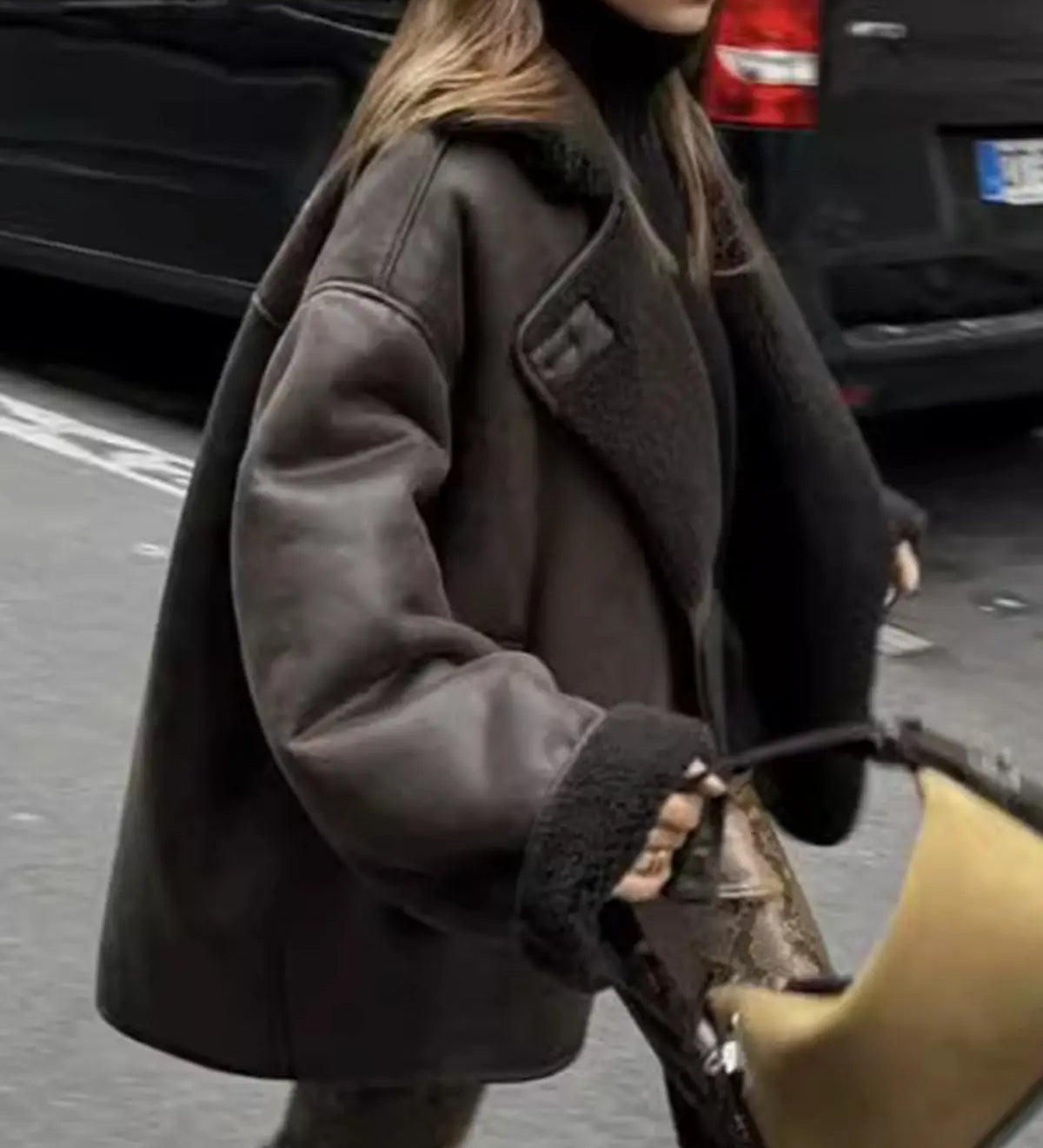 Olivia | Revers Kunstleder Warme Jacke Zendoo.de