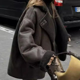 Olivia | Revers Kunstleder Warme Jacke Zendoo.de