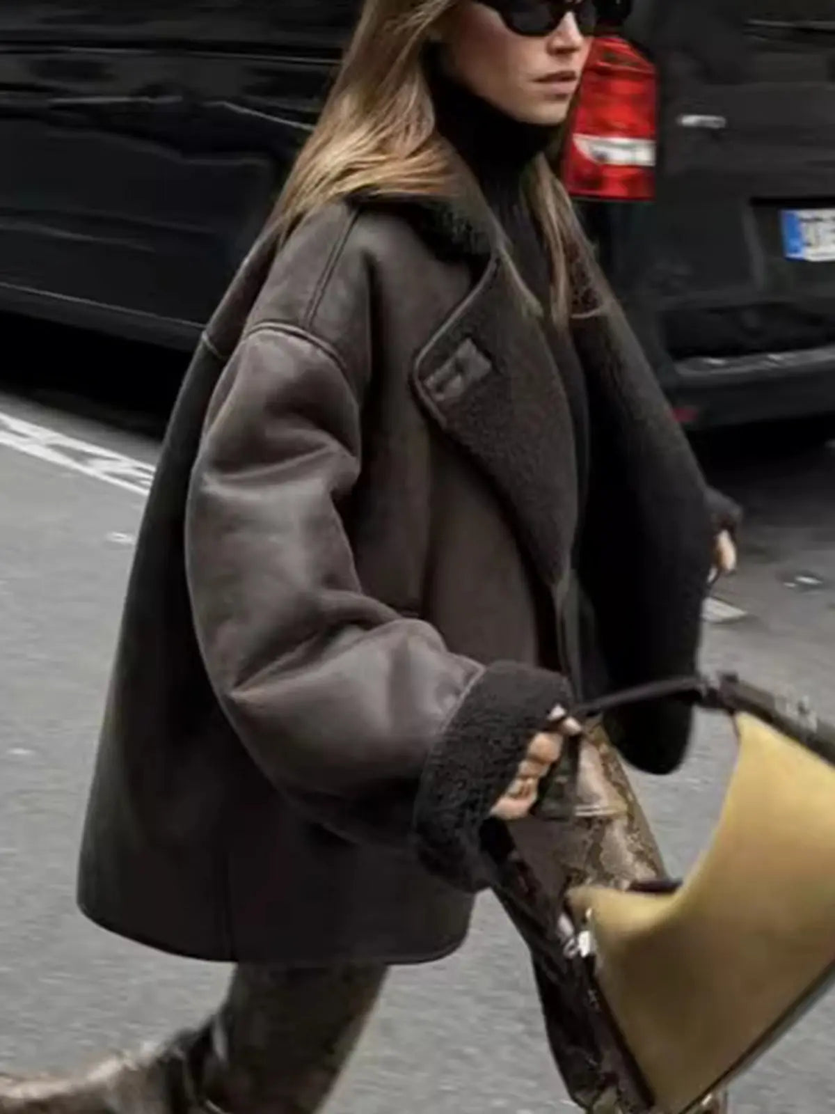 Olivia | Revers Kunstleder Warme Jacke Zendoo.de