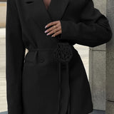 Celeste | Eleganter Blazer mit Taillengürtel und Rosendetail Zendoo.de