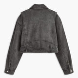 Lara | Schwarze Cropped Bikerjacke aus Denim – Für den ultimativen Rock-Chic-Look