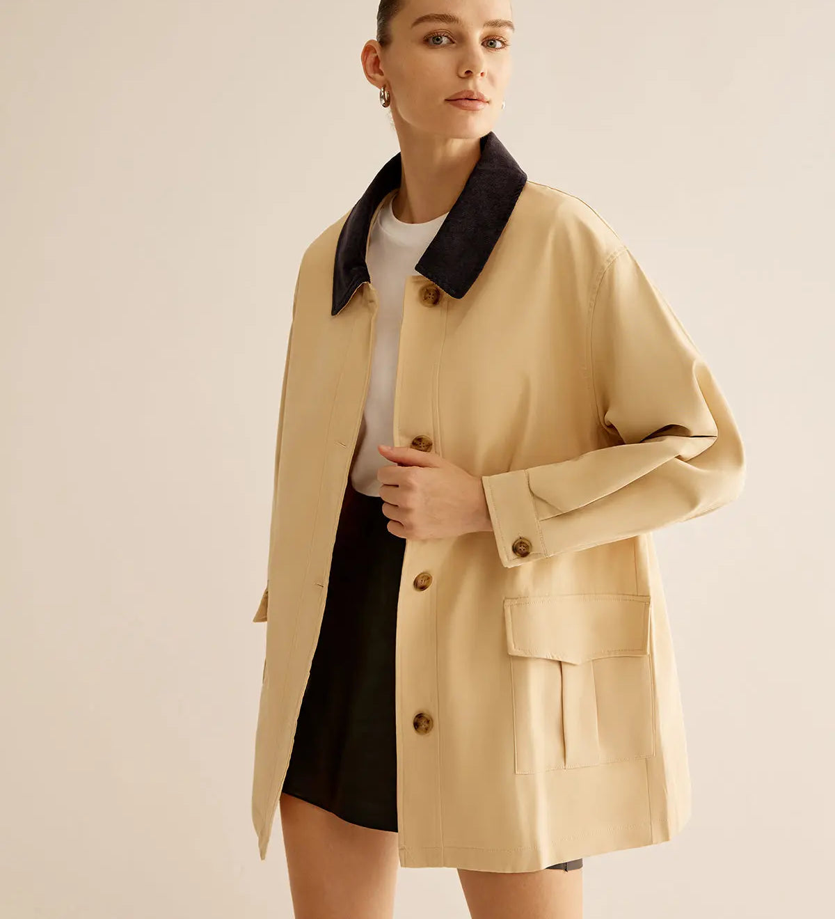 Hanna  | Baumwolljacke mit Kontrastkragen und Knöpfen Zendoo.de