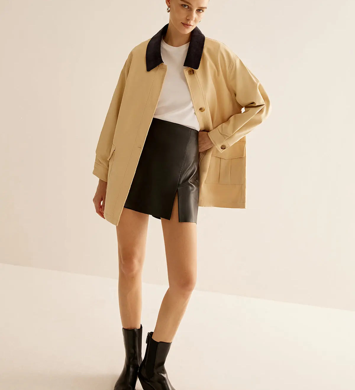 Hanna  | Baumwolljacke mit Kontrastkragen und Knöpfen Zendoo.de