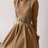 Alina | Elegantes Damen Skaterkleid in Crème mit Langarm