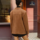 Silke | Lässiger brauner Wildleder-Blazer für Frauen