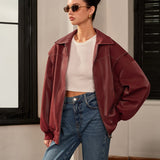 Amelie | Bordeauxrote Jacke mit sportivem Akzent