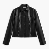 Amelia | Schwarze Kunstlederjacke mit Nieten