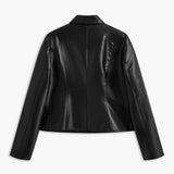 Amelia | Schwarze Kunstlederjacke mit Nieten