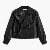 Sophia | Schwarze Kunstlederjacke im Bikerstil – Ein Statement-Piece für jeden Look