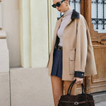 Tessa | Kunstlederjacke mit Kontrastkragen und Kordelzug Zendoo.de