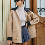 Tessa | Kunstlederjacke mit Kontrastkragen und Kordelzug Zendoo.de