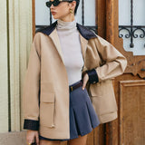 Tessa | Kunstlederjacke mit Kontrastkragen und Kordelzug Zendoo.de