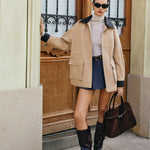 Tessa | Kunstlederjacke mit Kontrastkragen und Kordelzug Zendoo.de