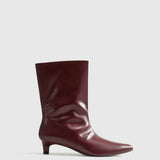 Élise | Minimalistische Leder-Stiefeletten in Burgunderrot