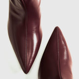 Élise | Minimalistische Leder-Stiefeletten in Burgunderrot