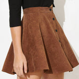 Lina | Ausgestellter Damen-Cordrock mit Knopfleiste