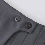 Mila | Faltenrock in Wolloptik mit High Waist & Knopfdetails