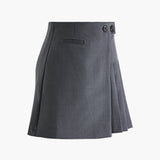 Mila | Faltenrock in Wolloptik mit High Waist & Knopfdetails