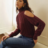 Eva | Schulterfreier Karierter Pullover