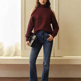 Eva | Schulterfreier Karierter Pullover