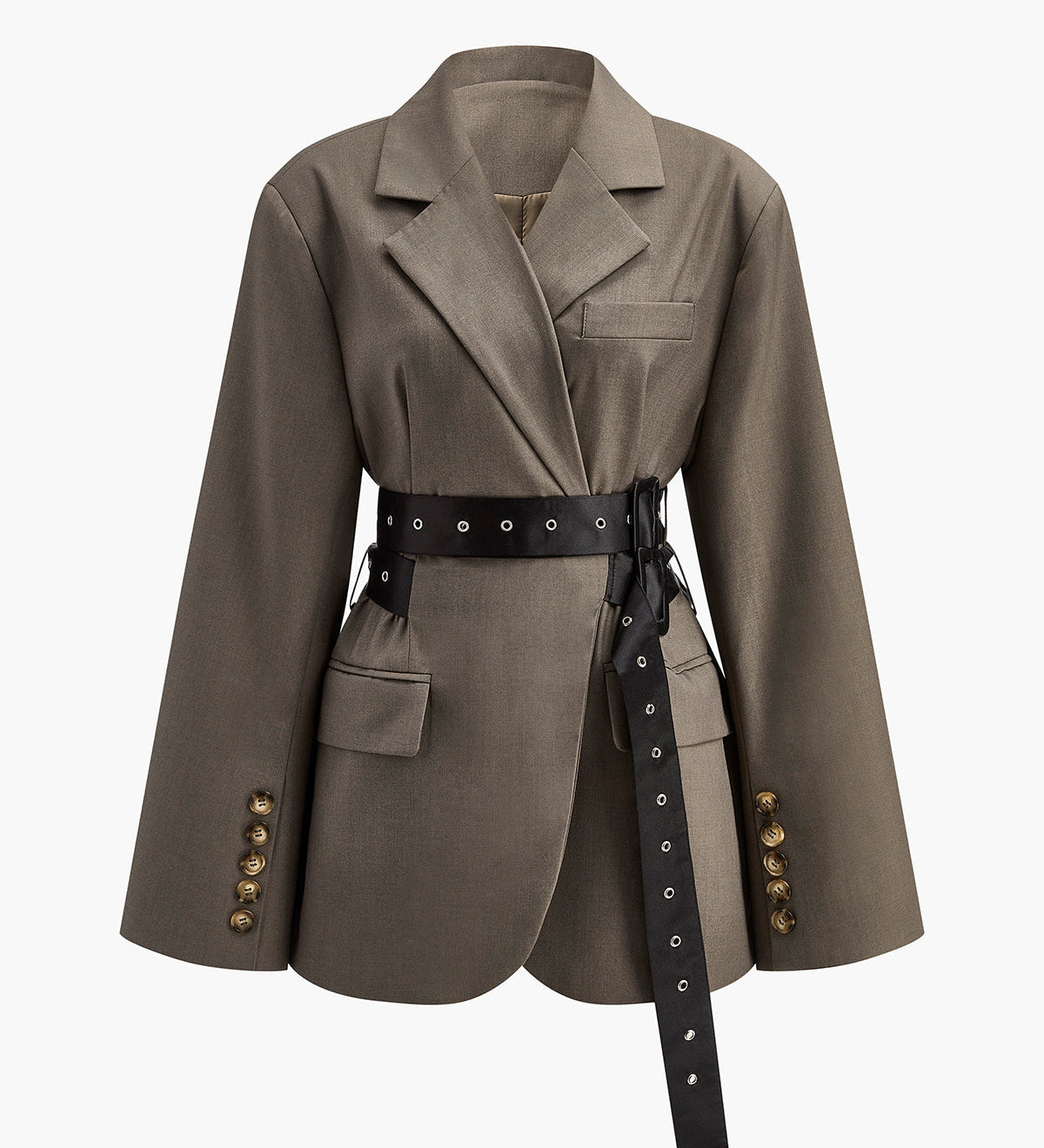 Mila | Oversized Blazer mit Taillengürtel in Oliv