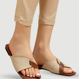 Yara | Beigefarbene Sandalen mit Lederakzenten