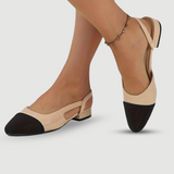 Elegante Slingback-Ballerinas in Beige & Schwarz – Klassischer Chic