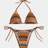 Lainie | Triangel-Bikini-Set mit Ethno-Muster und verstellbaren Bindebändern