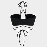 Meredith | Dreiteiliges Bikini-Set mit Wickelband-Design, Perlen-Details und transparentem Pareo