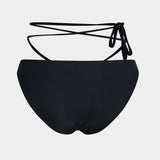 Meredith | Dreiteiliges Bikini-Set mit Wickelband-Design, Perlen-Details und transparentem Pareo