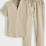 Modernes Herren Lounge-Set | Polo mit Stehkragen & Hose