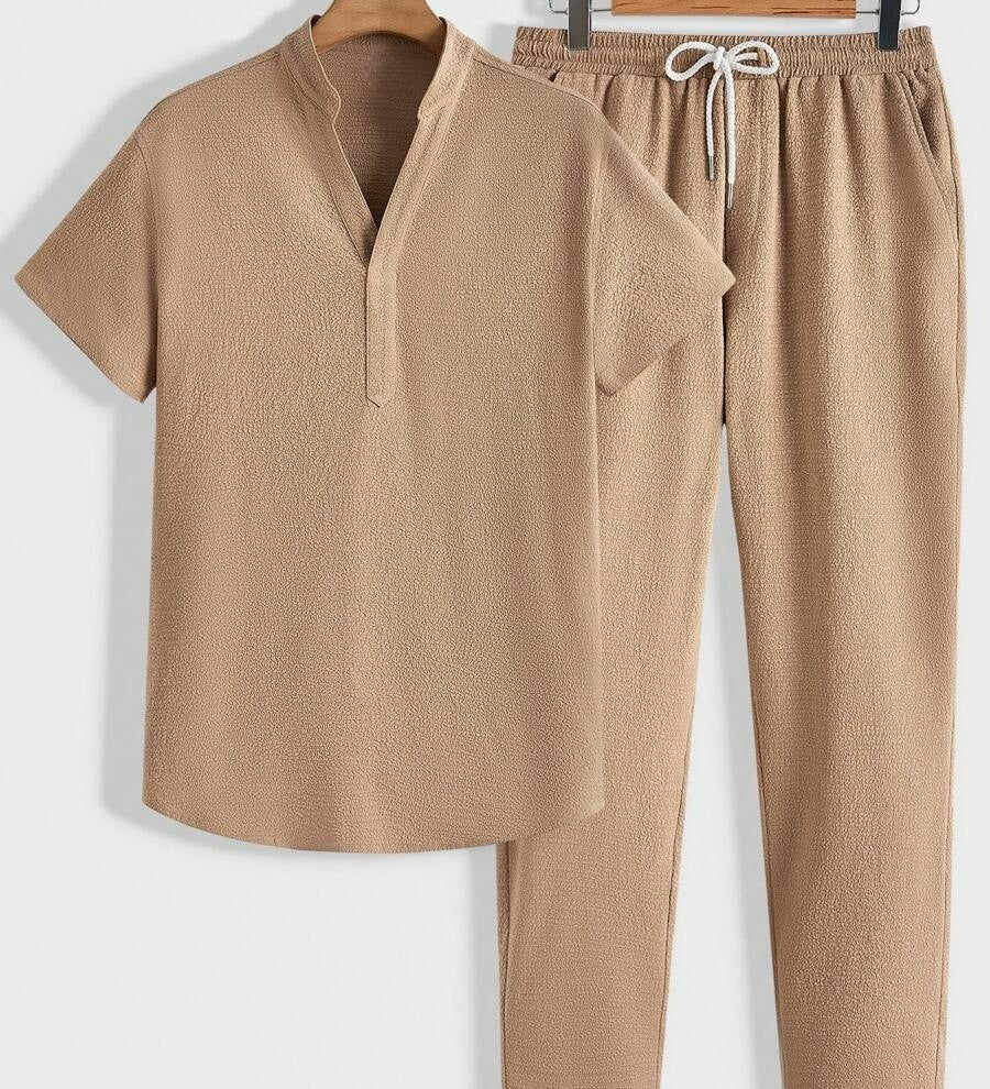 Modernes Herren Lounge-Set | Polo mit Stehkragen & Hose