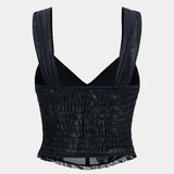 Amy | Korsett-Top mit floraler Stickerei & Mesh