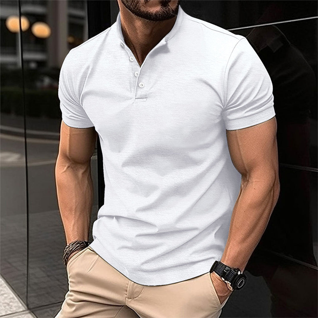 Herren Kurzarm Shirt mit Stehkragen und Knopfleiste – Modernes Sommer Design