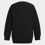 Ella | Schwarzer Strick-Cardigan mit Denim-Patches – Der perfekte Mix aus Komfort und Stil