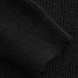 Ella | Schwarzer Strick-Cardigan mit Denim-Patches – Der perfekte Mix aus Komfort und Stil