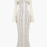 Spitzen-Abendkleid mit Carmen-Ausschnitt und langen Ärmeln für Damen