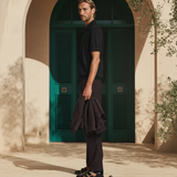 Poloshirt aus Seidenstrick – Schwarz