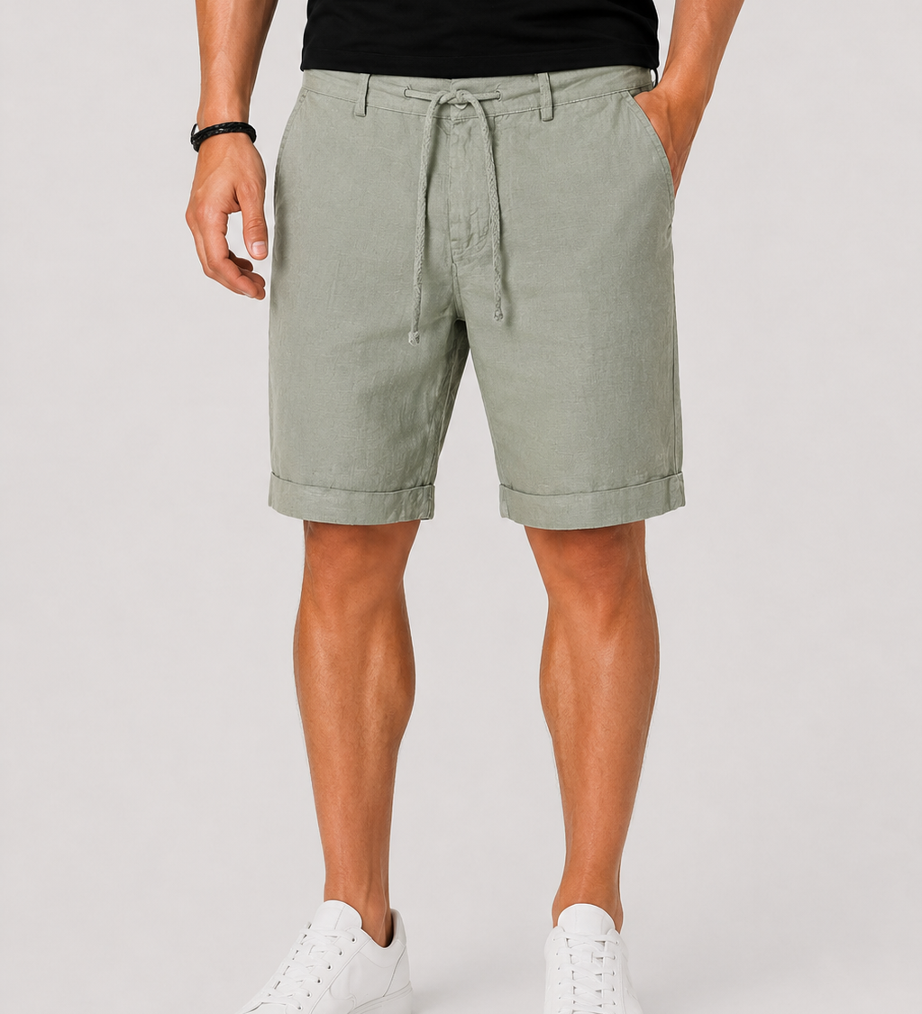 Herren Leinen Shorts mit Kordelzug