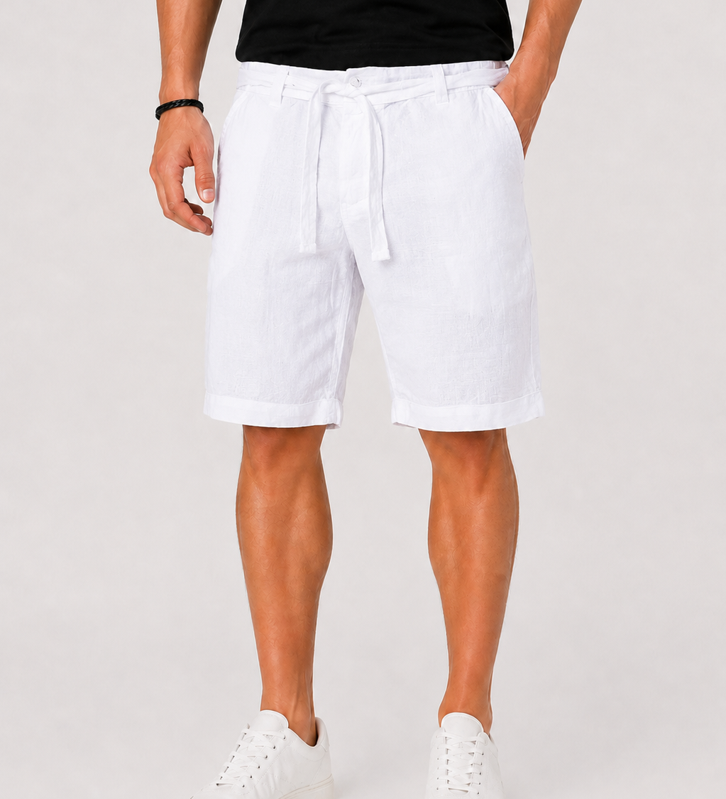 Herren Leinen Shorts mit Kordelzug