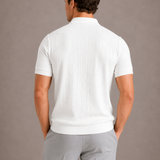 Herren Strick Poloshirt mit Zopfmuster