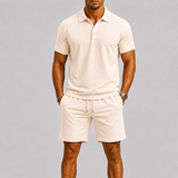 Herren Poloshirt und Shorts Set mit Strukturmuster