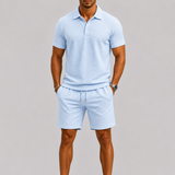 Herren Poloshirt und Shorts Set mit Strukturmuster