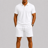 Herren Poloshirt und Shorts Set mit Strukturmuster