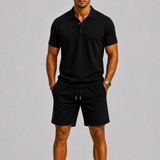 Herren Poloshirt und Shorts Set mit Strukturmuster