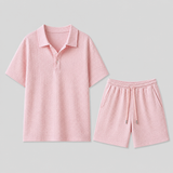 Herren Poloshirt und Shorts Set mit Strukturmuster