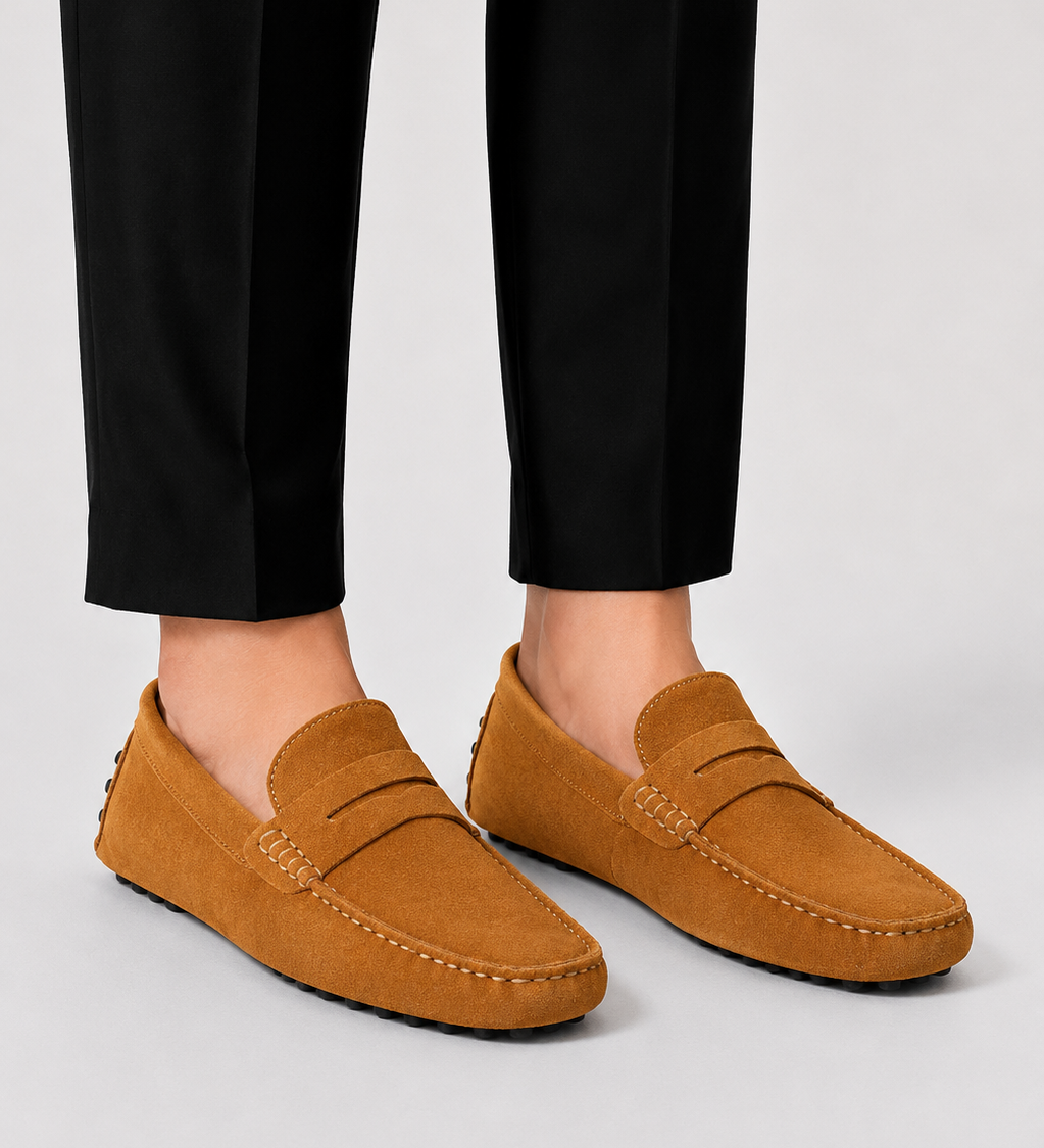 Herren Wildleder Mokassin mit Penny-Riemen