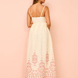 Boho Maxikleid mit Stickerei und Spaghettiträgern für Damen