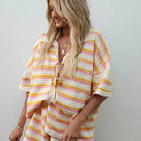 Pauline | Zweiteiliges Strick-Set mit Hemd & Shorts