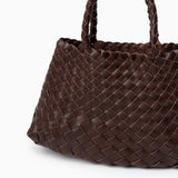Vera | Gewebte Damenhandtasche aus echtem Leder mit Doppelhenkeln – Große Alltagstasche